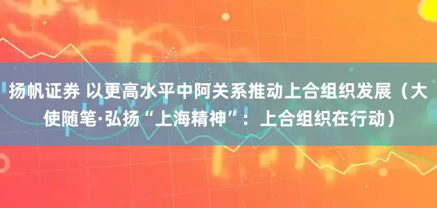 扬帆证券 以更高水平中阿关系推动上合组织发展（大使随笔·弘扬“上海精神”：上合组织在行动）