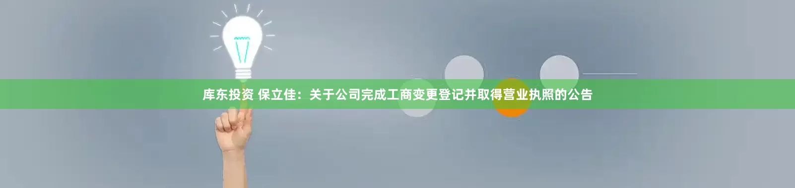库东投资 保立佳：关于公司完成工商变更登记并取得营业执照的公告