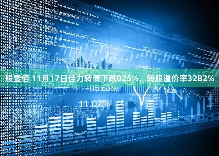 股壹佰 11月17日佳力转债下跌025%，转股溢价率3282%